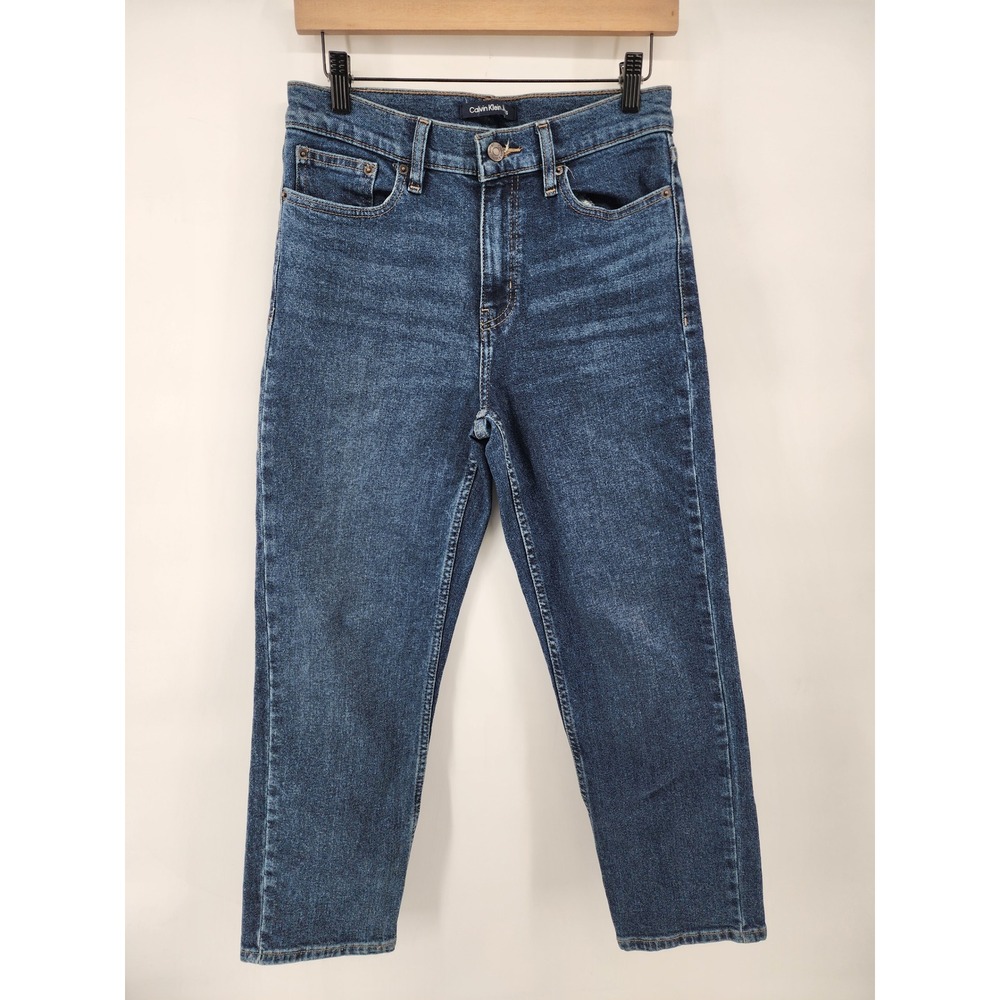 Calvin Klein High Rise Straight Leg Blue Denim Jeans Size 4